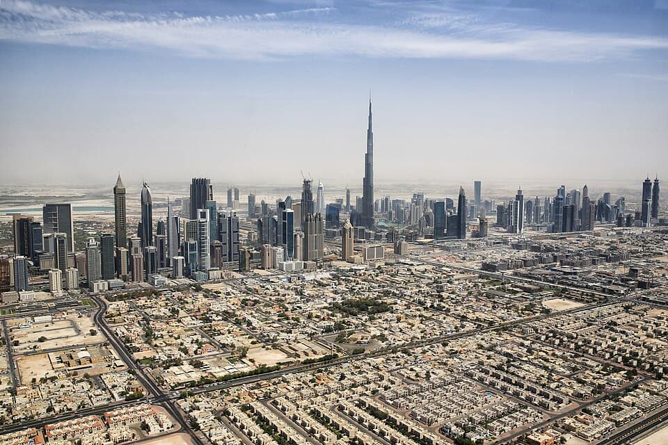 Dubai skyline with the Burj Khalifa, United Arab Emirates
